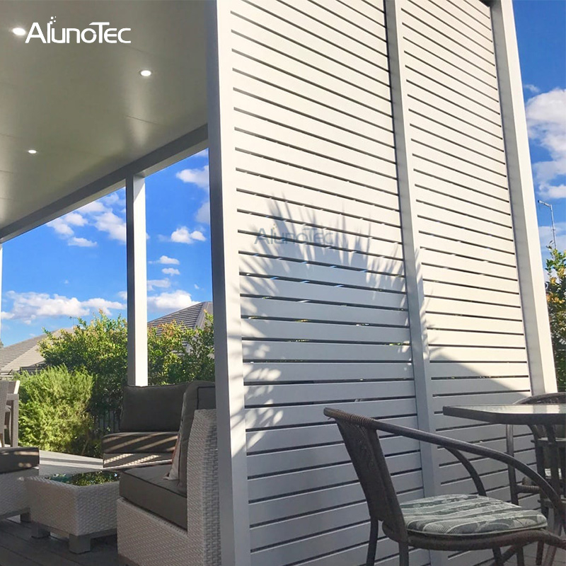 AlunoTec Vertikale Zäune für den Außenbereich, Lamellen-Sichtschutzpaneel, horizontaler Aluminiumzaun, Gartenzaun