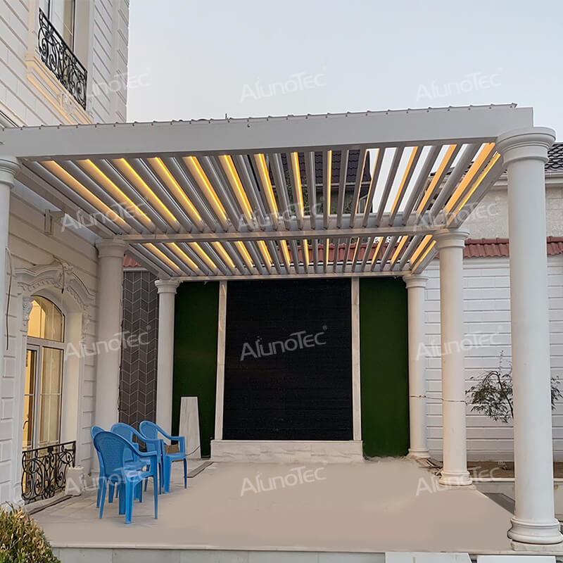 Wasserdichtes motorisiertes Pergola-Pavillonzelt für den Außenbereich mit Reißverschlussschirmen