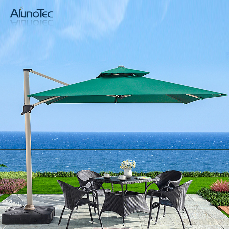 Moderne Gartenmöbel, Terrassen-Sonnenschirme, Aluminium, römischer Freischwinger-Regenschirm