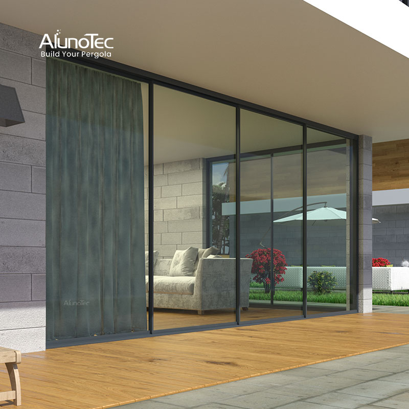 AlunoTec Elevate Modern Spaces Glas erhöht die Sicherheit. Ultraschlanke Glasschiebetür mit Rahmen 