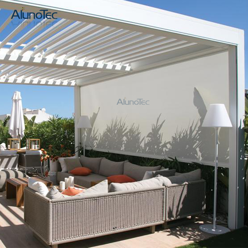 Winddichte Sonnenschutzrollos für den Außenbereich aus Stoff mit Reißverschluss, vertikaler Vorhang, ferngesteuerte Rollos 