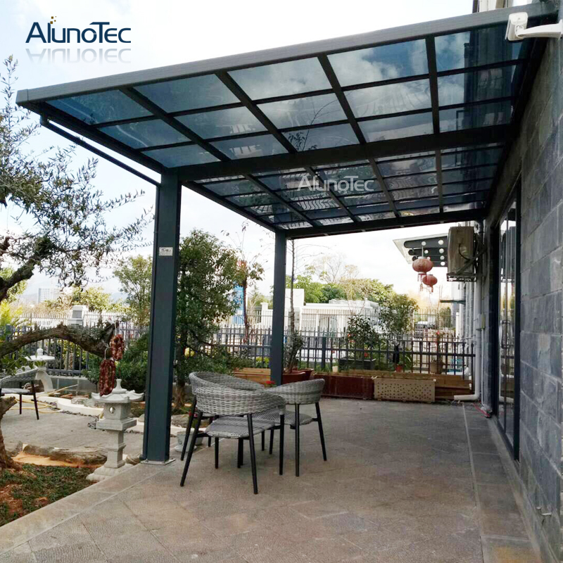  Aluminiumrahmen-Polycarbonatblech-Dach-Fahrradunterstand-Einzelcarport-Design für den Großhandel
