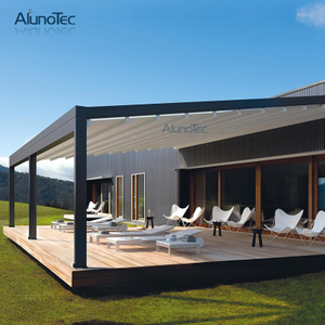 AlunoTec Outdoor-Markise, Metallpavillon, Aluminium-Markise mit LED-Leuchten
