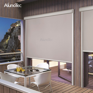 AlunoTec winddichte, motorisierte Insektenschutzrollos für den Außenbereich, Sichtschutz mit Reißverschluss für Aluminium-Pergola