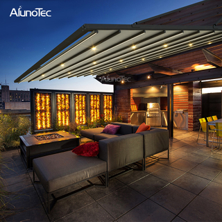 Moderne einziehbare Pavillon-Fertigmarkise mit seitlichem Sonnenschutz