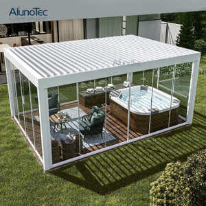 Maßgeschneiderter Outdoor-Terrassendach-Metallpavillon mit elektrischer, dekorativer Aluminium-Pergola 