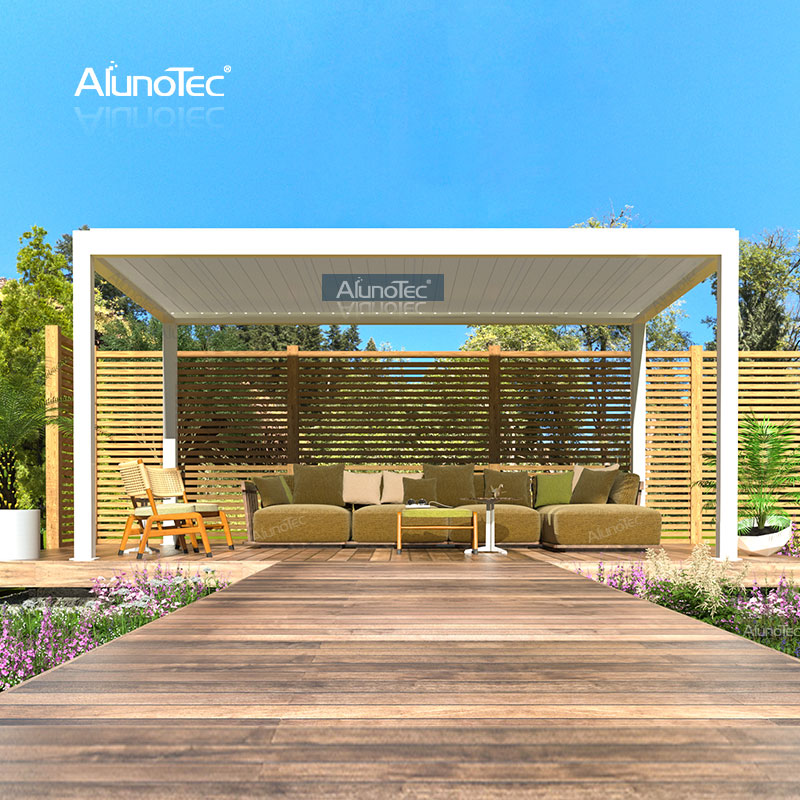 AlunoTec vollelektrische Wandmontage, 9 x 5 Meter, Pavillon, Aluminiumdach, DIY-Pergola-Sets, Gartenbau