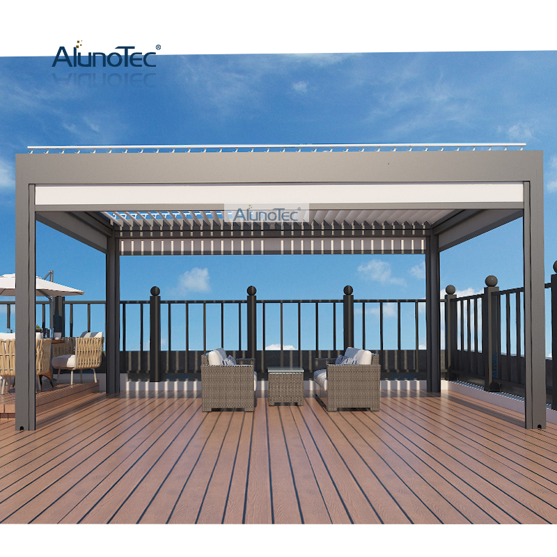 AlunoTec Außenhaus, windbeständiger Pavillon aus Metall, Vergola-Pavillon, Aluminium-Pergolen für Terrasse