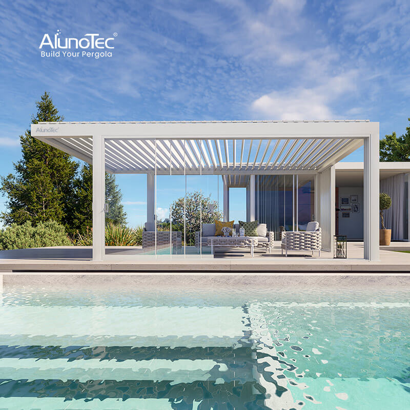 AlunoTec 3x4 4x6 4x8 Individuelle Sichtschutzabdeckung für Terrassen- und Schwimm-Spas Motorisierte Pergola 