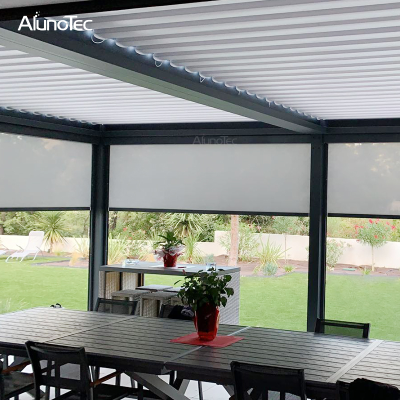 AlunoTec wasserdichte Aluminium-Markise, verstellbare Garten-Pergolen-Dachabdeckung mit Markisen