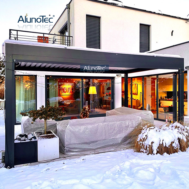 AlunoTec Pergo-Lux 20 Fuß x 15 Fuß, schwarze Pergola mit seitlichem Sonnenschutz