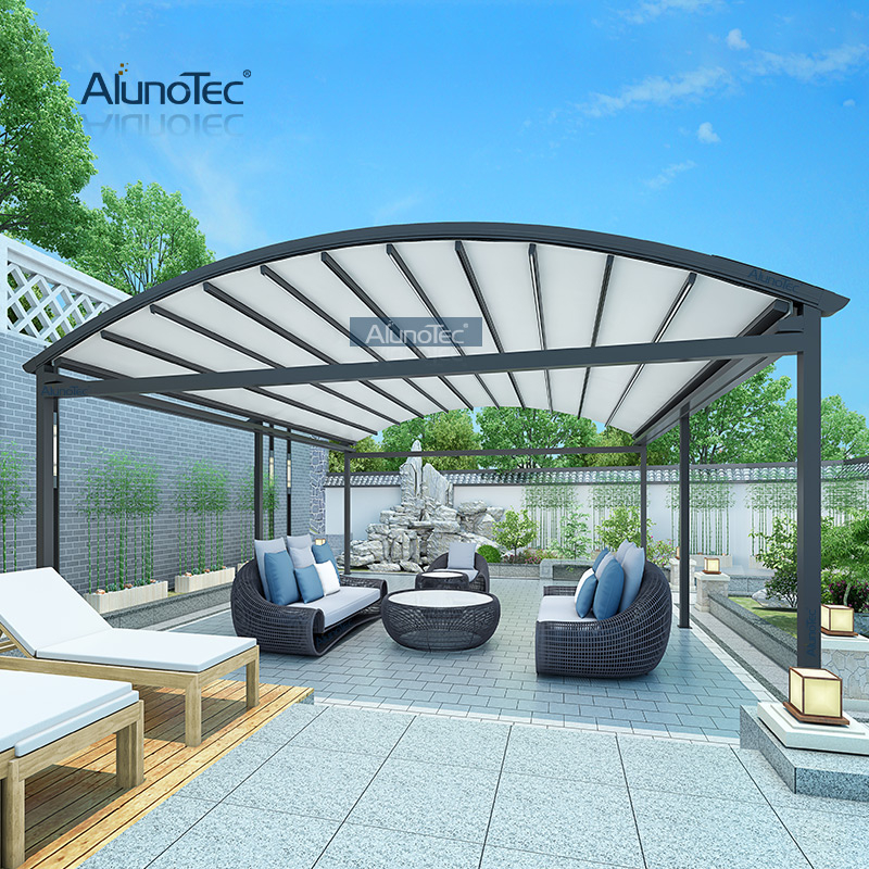 AlunoTec elektrische wasserdichte einziehbare Pergola-Dachüberdachung für Restaurant im Freien 