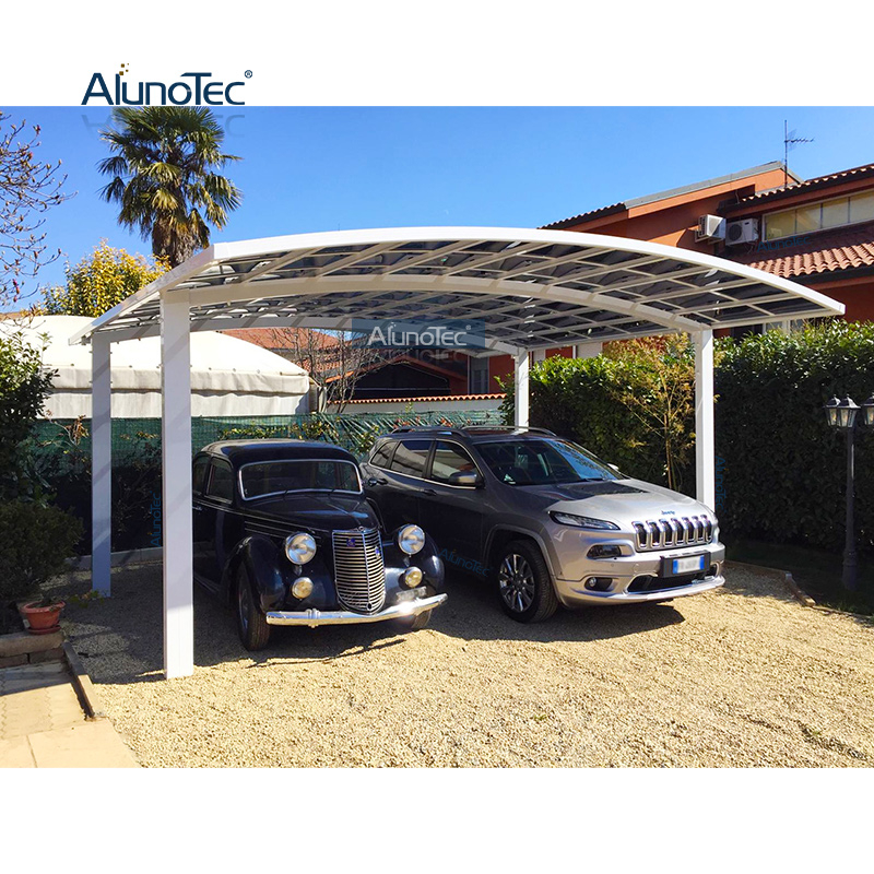 AlunoTec grauer Carport mit freitragendem Aluminiumrahmen und Schneeschutz für 2 Autos