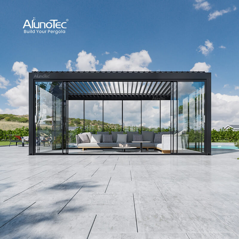AlunoTec 3x4 4x6 4x8 Individuelle Sichtschutzabdeckung für Terrassen- und Schwimm-Spas Motorisierte Pergola 