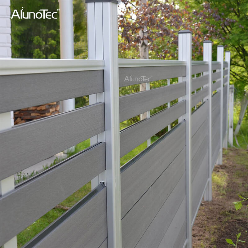  AlunoTec Kleines Tor-Design aus Holz und Aluminium, günstiger Sichtschutz-Gartenzaun für den Hinterhof