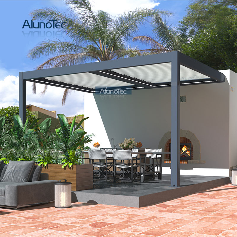 AlunoTec Outdoor Lamellendach 6x4 Terrassenüberdachungsstrukturen Ideen Pergola-Installation für Hinterhofterrasse
