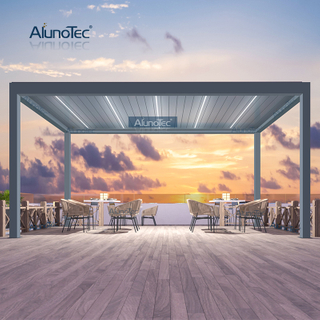 AlunoTec DIY Lamellen-Pergola, elektrisch verstellbares System, automatische Lamellen-Terrassenöffnung, Dach