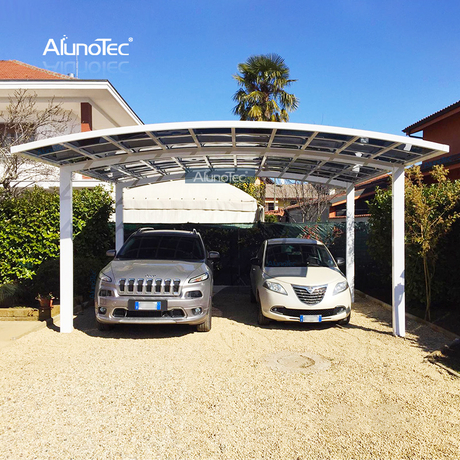 AlunoTec grauer Carport mit freitragendem Aluminiumrahmen und Schneeschutz für 2 Autos
