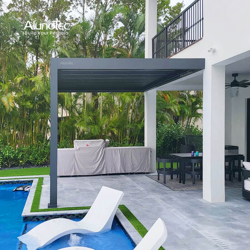 AlunoTec 3x4 4x6m Maison Intelligente Wandschirm für den Garten Sonnenschutz für die Terrasse Lamellenpergola
