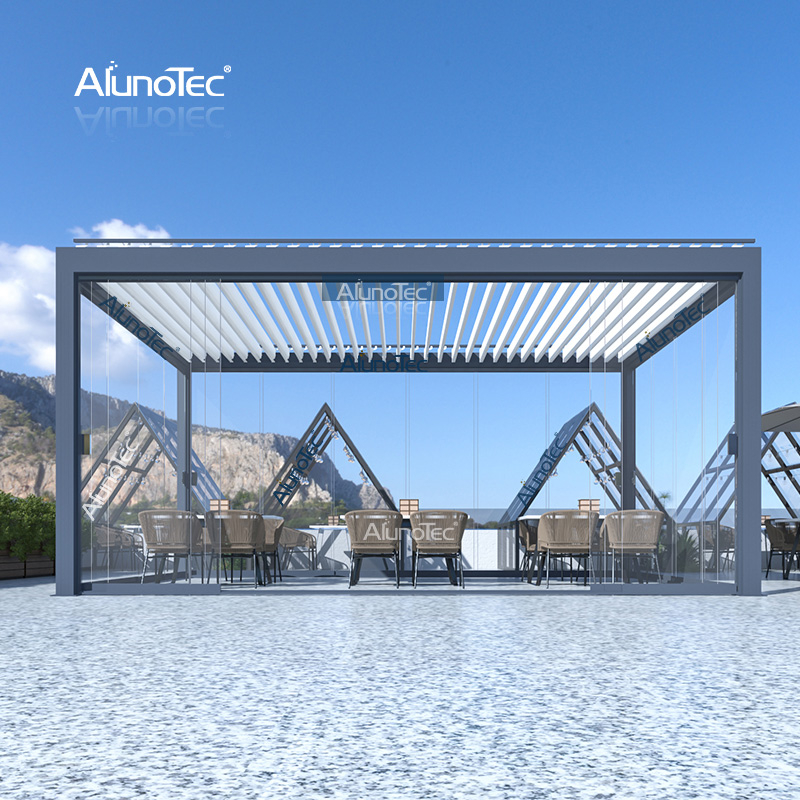 AlunoTec 12 x 15,6 Fuß Verfügbarkeit Wasserdichte Lamellen-Terrassenabdeckung