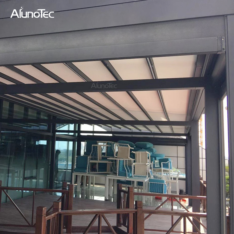 China Aluminium wasserdichter einziehbarer Terrassenmarkisen-Dachpavillon für den Außenbereich
