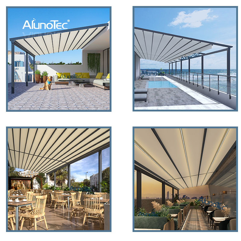 AlunoTec Backyard motorisiertes einziehbares Dach, Außenmarkisen, Terrasse, Sonnenschutz, Markise, Deck, Gartenüberdachung zum Preis
