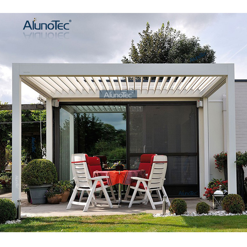 AlunoTec Lieferpreis 4,5 x 6 Meter dunkelgrauer Rahmen, weiße Lamellen PergoLux für die USA
