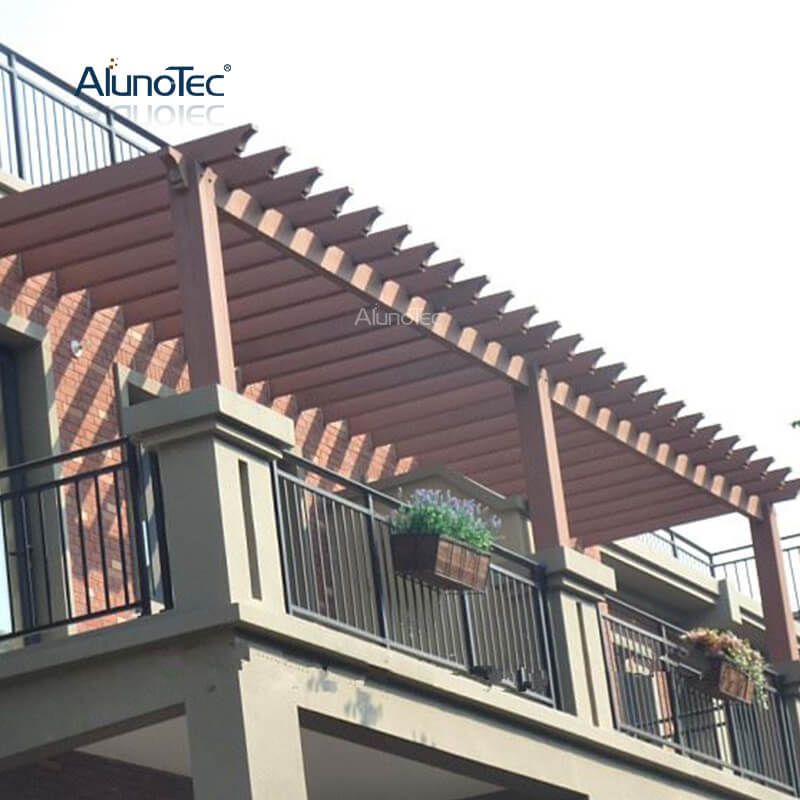 Hochwertige AlunoTec Garten-Dachmarkise aus Holz, Pavillon, WPC-Holzpergola mit Blumen
