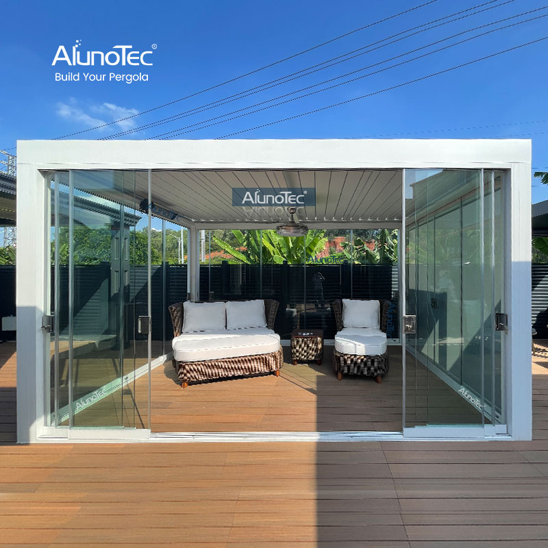 AlunoTec freistehende 6 x 3 m Terrassenüberdachungsstruktur mit Lamellendachsystemen