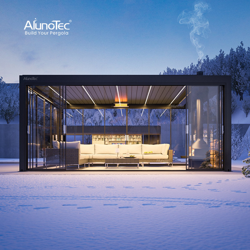 AlunoTec Maßgefertigte überdachte Terrassenbauer Aluminium-Pergola mit verstellbaren Lamellen