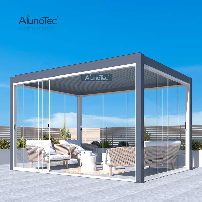 AlunoTec freistehende Pergola für den Außenbereich, überdachtes Lamellensystem, Lamellen-Kosten-Gartenschatten