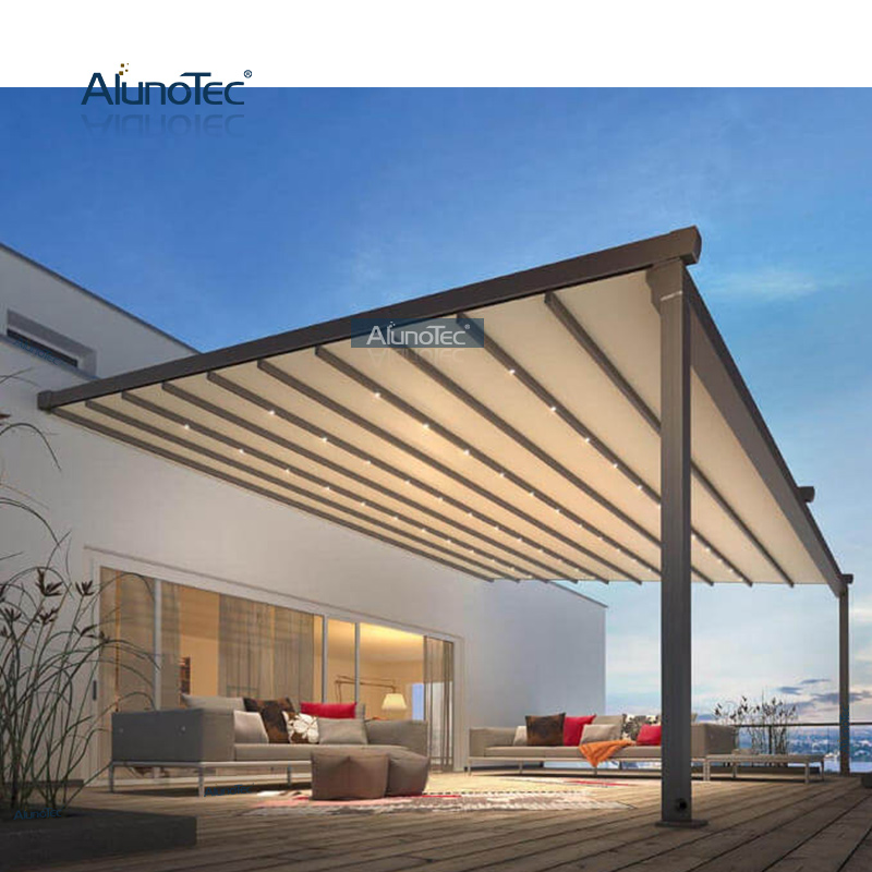 Fabrik wasserdichte Pavillon-Beschattung Pergola Automatische Faltmarkise  Einziehbares Dach für Schwimmbad - Kaufen Sie einziehbares Dach,  Faltmarkise, einziehbare Markise Produkt auf Aluminium Pergola-AlunoTec