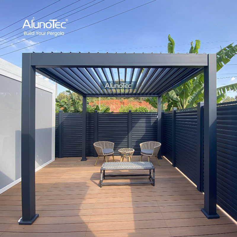 AlunoTec freistehende 6 x 3 m Terrassenüberdachungsstruktur mit Lamellendachsystemen