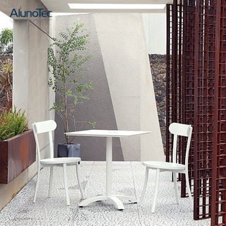Outdoor-Aluminium-Hotel-Patio-Garten-Kaffeemöbel-Set, weißes Stuhl- und Tischset