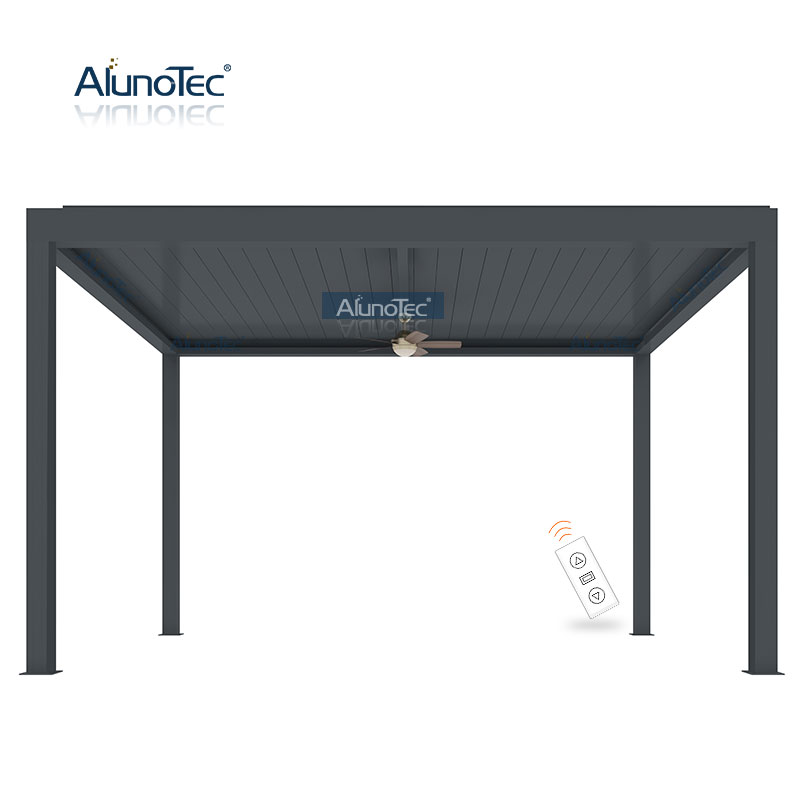 AlunoTec wasserdichte Metall-Pergola-Systeme, Lamellen-Dachverschluss, motorisiertes Lamellenöffnungs-Dachsystem