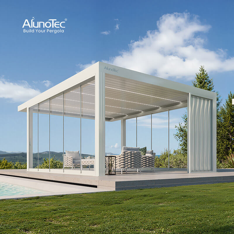 AlunoTec 3x4 4x6 4x8 Individuelle Sichtschutzabdeckung für Terrassen- und Schwimm-Spas Motorisierte Pergola 