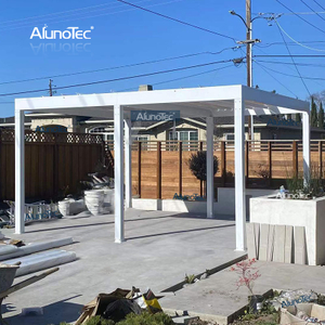 AlunoTec Automatischer moderner Terrassenpavillon für den Außenbereich, Aluminium-Pergola mit Öffnung und Lamellendach