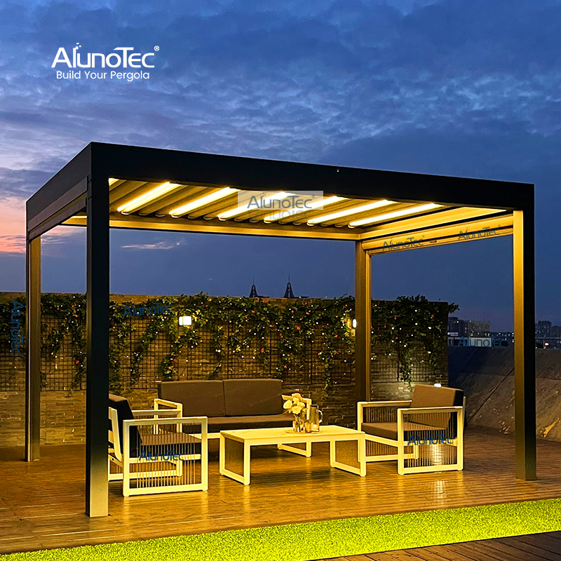 AlunoTec 12x16 Pergolen-Dachbefestigungskonstruktionen, Designlösungen, kostengünstige Balkonabdeckung