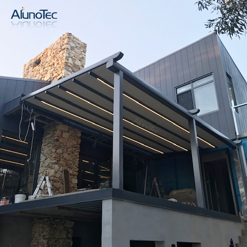 China Aluminium wasserdichter einziehbarer Terrassenmarkisen-Dachpavillon für den Außenbereich