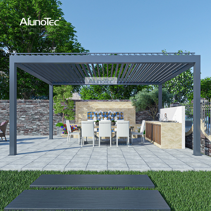 AlunoTec Morden Design Öffnungs-Pool-Dachsystem, Pavillon, automatische Pergola aus Aluminium für den Hinterhof