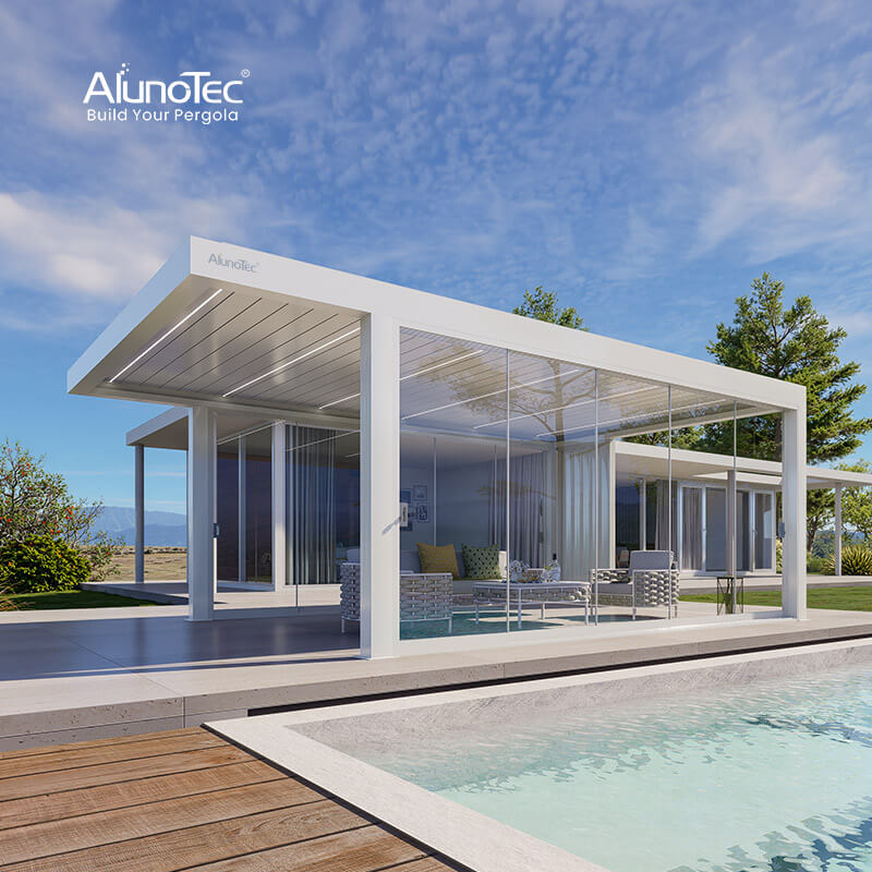 AlunoTec Maßgefertigte überdachte Terrassenbauer Aluminium-Pergola mit verstellbaren Lamellen