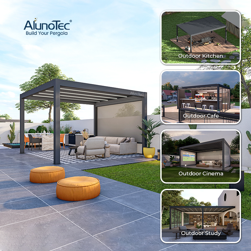 AlunoTec 3x3 3x4 4.5x6 Gartenlaube Aluminium überdachte Terrassenmöbel 