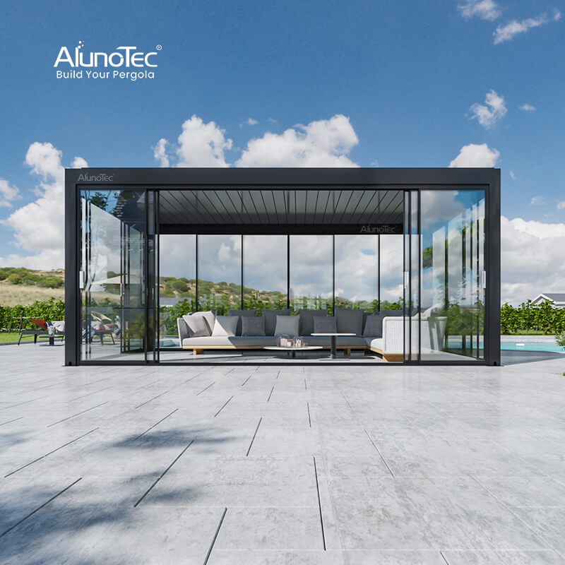 AlunoTec 3x4 4x6 4x8 Individuelle Sichtschutzabdeckung für Terrassen- und Schwimm-Spas Motorisierte Pergola 