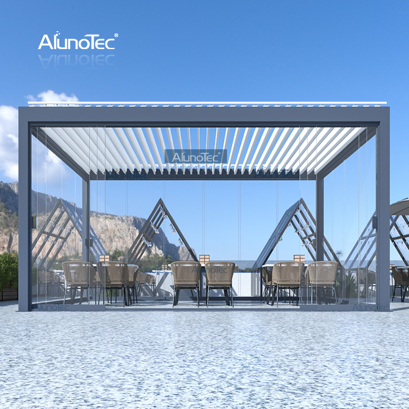 AlunoTec verstellbare Lamellen-Dachmarkisen, Pavillon, motorisierte Lamellen-Pergola-Kits, kostenpflichtige Lamellen-Terrassenabdeckung