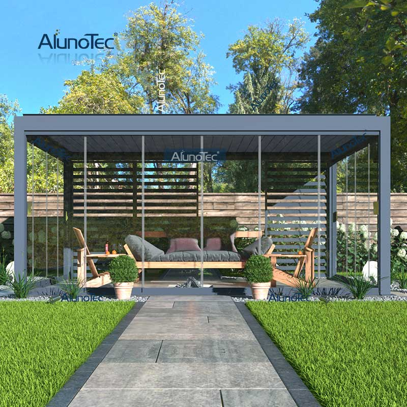 6 x 3 x 3 m, freistehender Garten-Schatten-Pergola-Lamellensystem, Spa-Sichtschutzbereich mit einer Heckscheibe