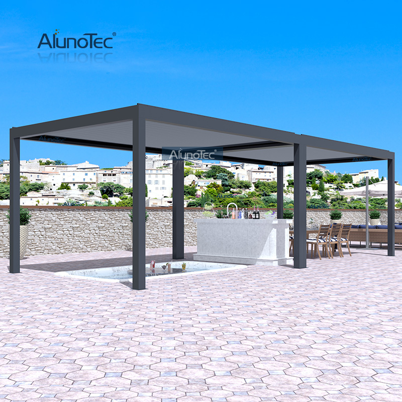 AlunoTec Markise, Lamellendach, motorisierter Pavillon, wasserdichte Gartenpergola für den Außenbereich